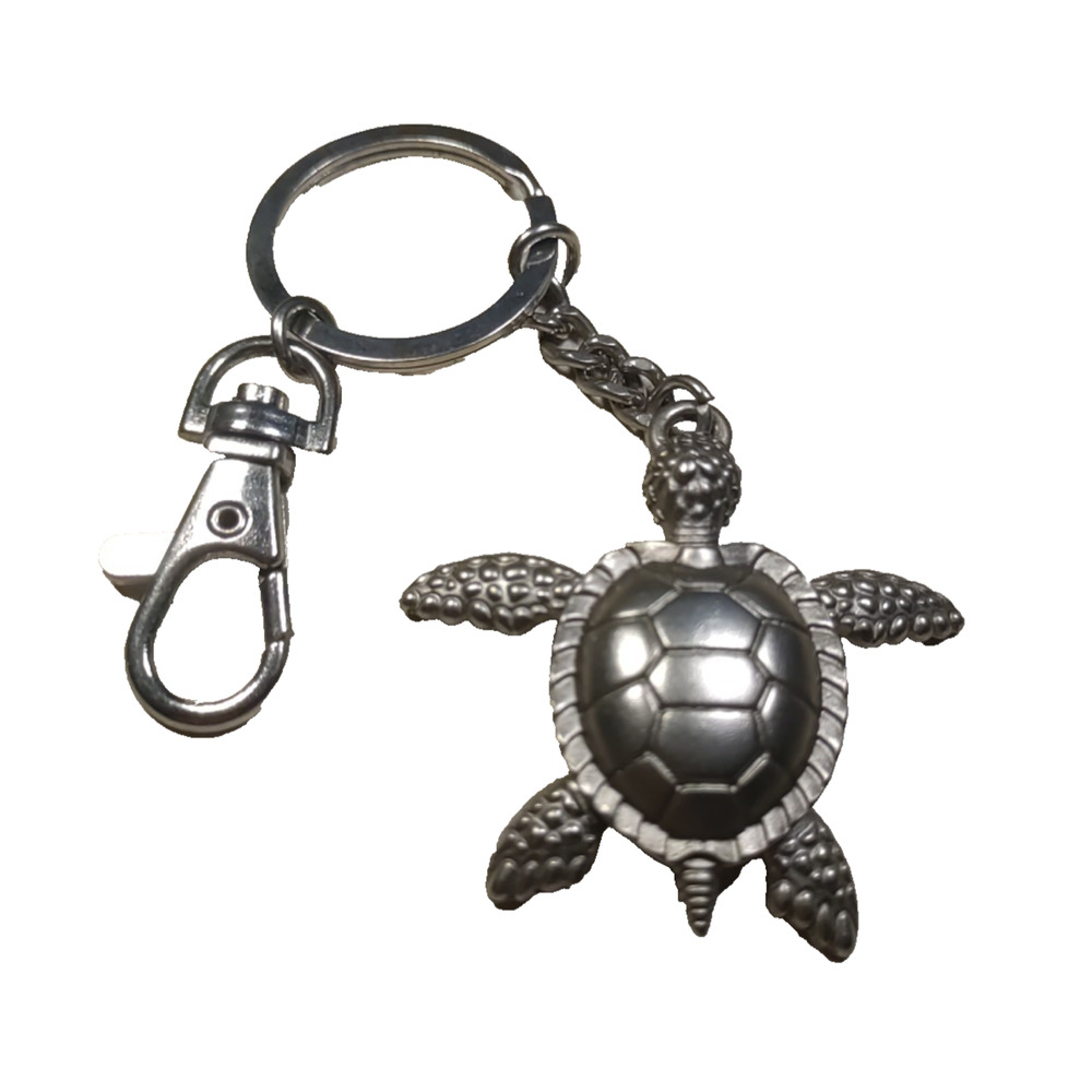 Silver Tone Turtle Articulated Keychain Purse Clip - Picture 2 of 4
